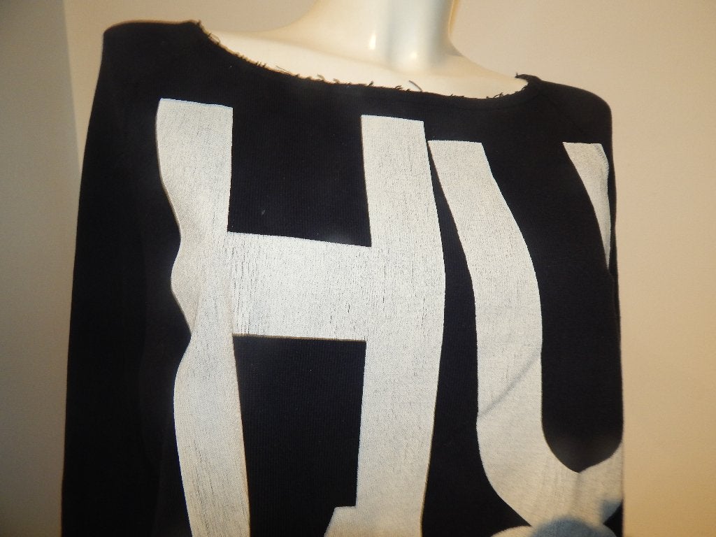 Annette Gortz baggy trui sweater old look letter opdruk L, Annette Gortz, Verzenden, Zwart, Maat 42/44 (L)