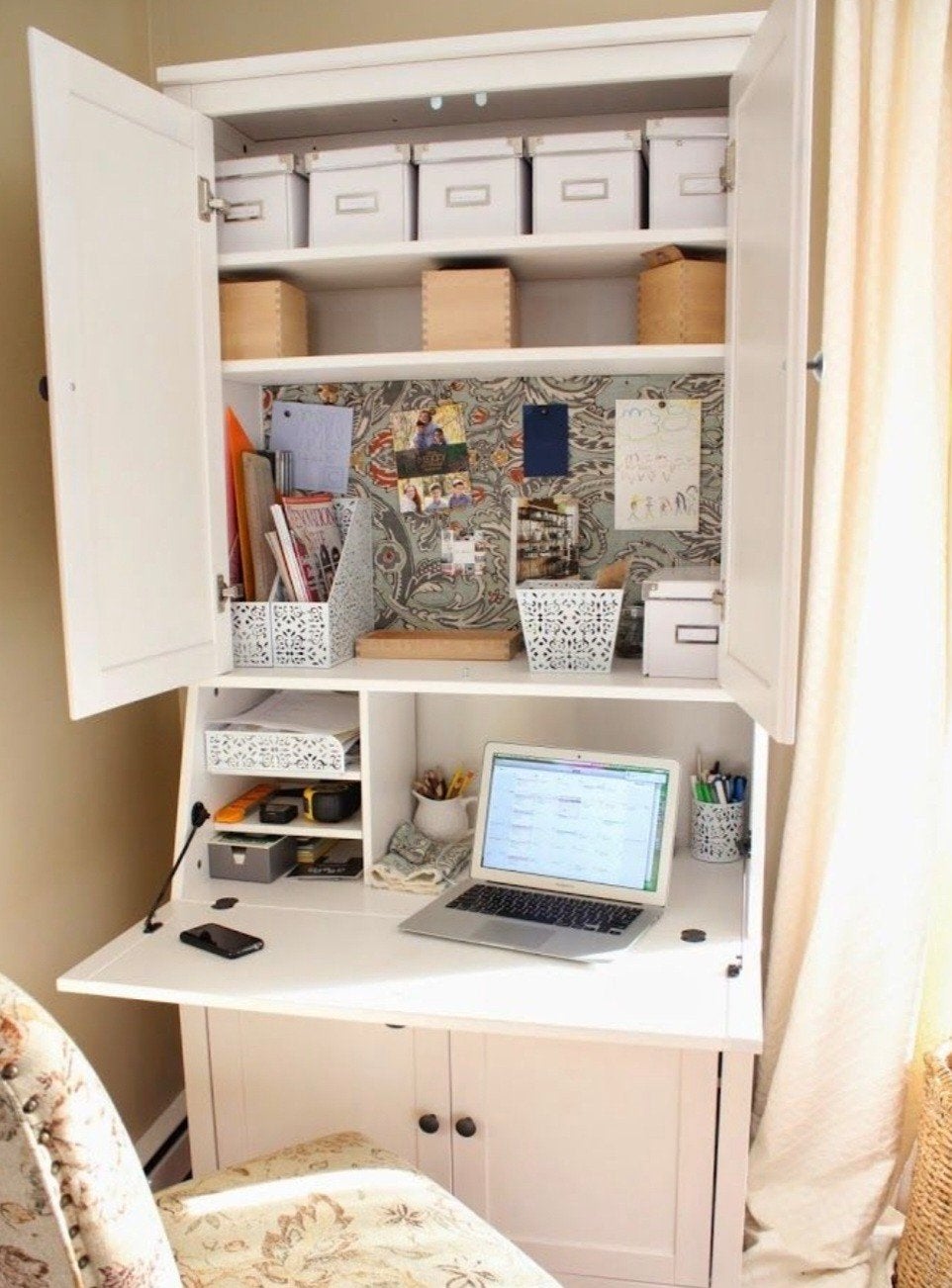 Ikea Hemnes Wit secretaire bureau met opbergruimte, Ophalen, Zo goed als nieuw
