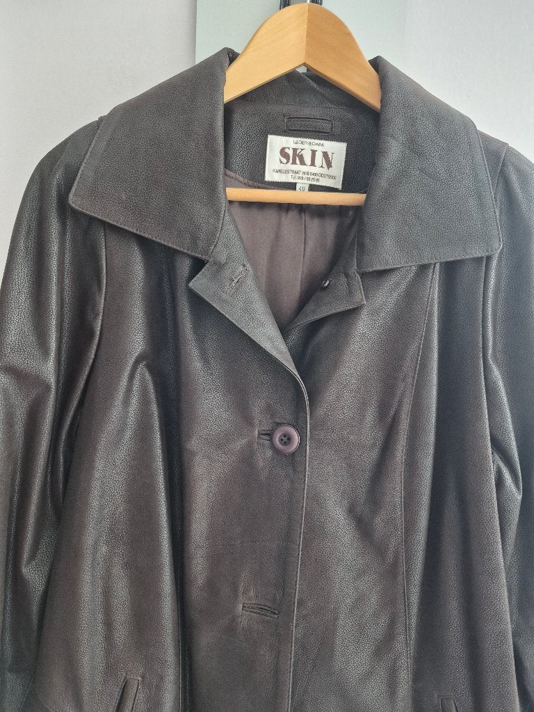 Lederen damesjas, Maat 38/40 (M), Bruin, Ophalen of Verzenden, Onbekend