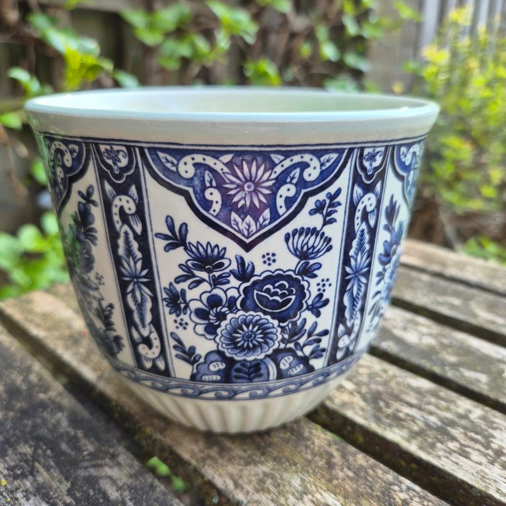 Bloempot Boch, Delfts blauw, Ophalen of Verzenden, Zo goed als nieuw