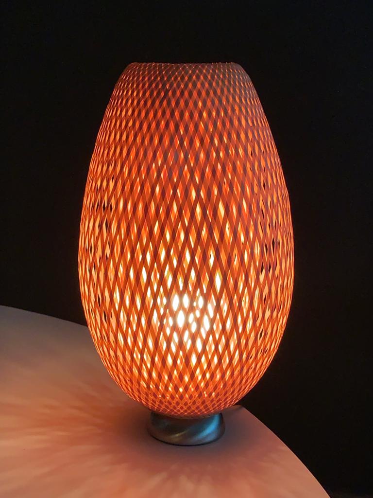 Sfeervolle bamboe tafellamp  IKEA model Boja, Ophalen of Verzenden, Zo goed als nieuw, Hout, 50 tot 75 cm