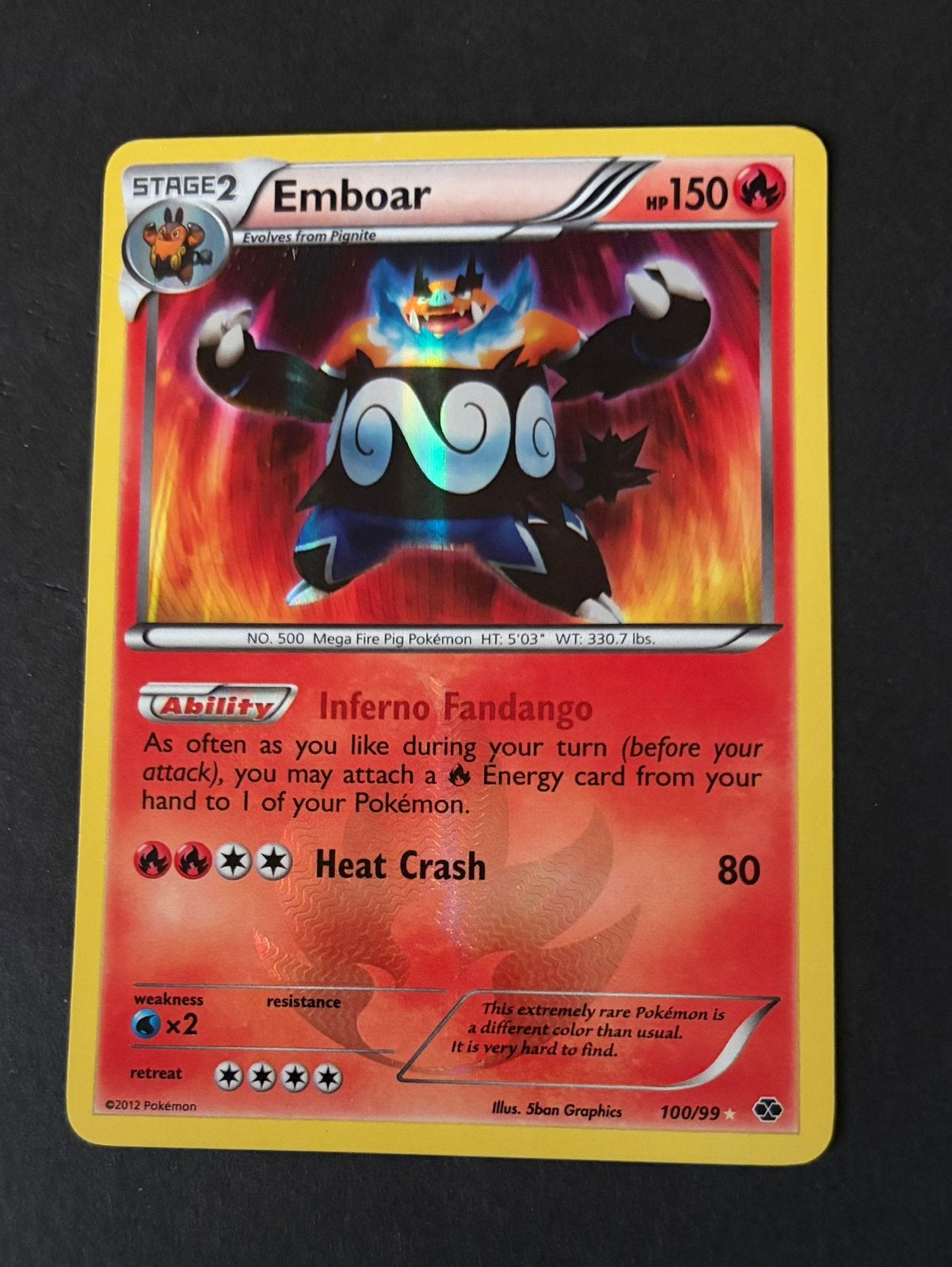 Emboar 100/99 Secret Rare, Ophalen, Nieuw, Losse kaart
