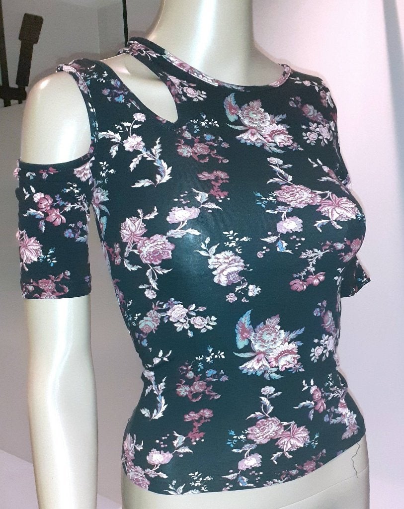 Dames t-shirt asymmetrisch met bloemen Tally Weijl XS, Ophalen of Verzenden, Zo goed als nieuw, Maat 34 (XS) of kleiner, Korte mouw