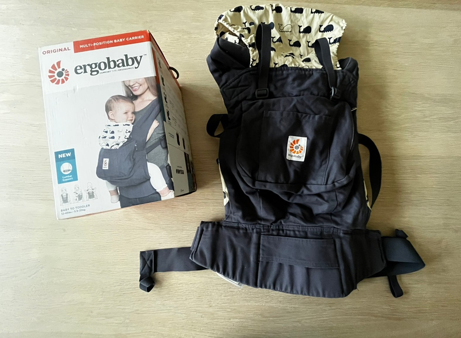 Ergobaby original draagzak met walvisprint, Kinderen en Baby's, Overige merken, Ophalen of Verzenden, Zo goed als nieuw, Buik, Rug of Zij