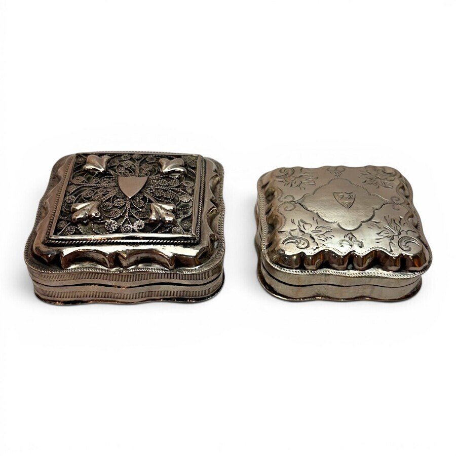 Twee zilveren doosjes, Antiek en Kunst, Ophalen of Verzenden, Zilver