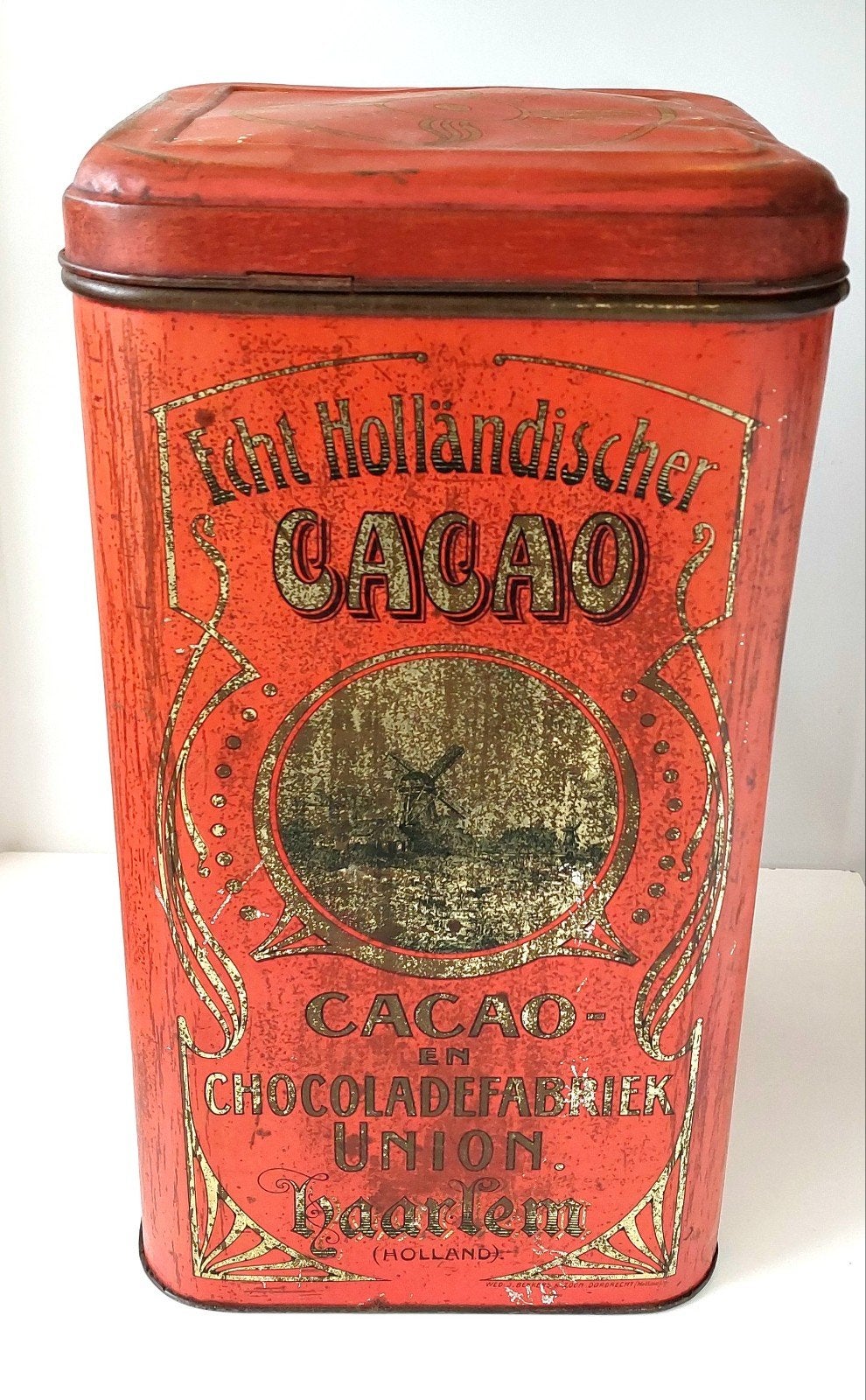 Groot Winkelblik Union Cacao Haarlem 10-12,5 kg. Blik, Antiek en Kunst, Ophalen of Verzenden
