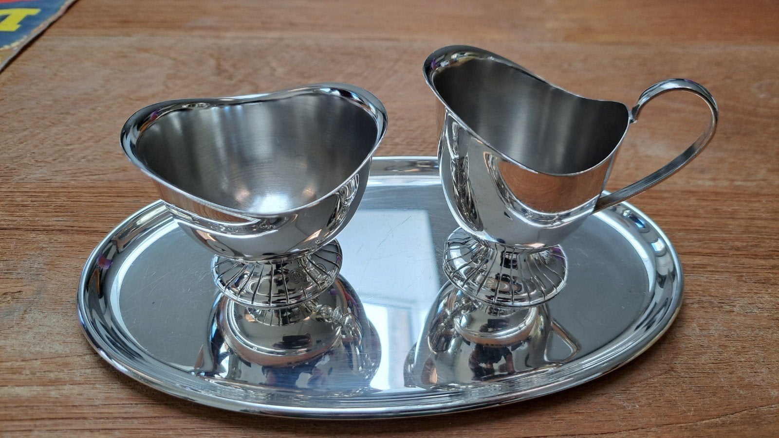 verzilverde melk- en suiker set van Douwe Egberts, Antiek en Kunst, Ophalen of Verzenden