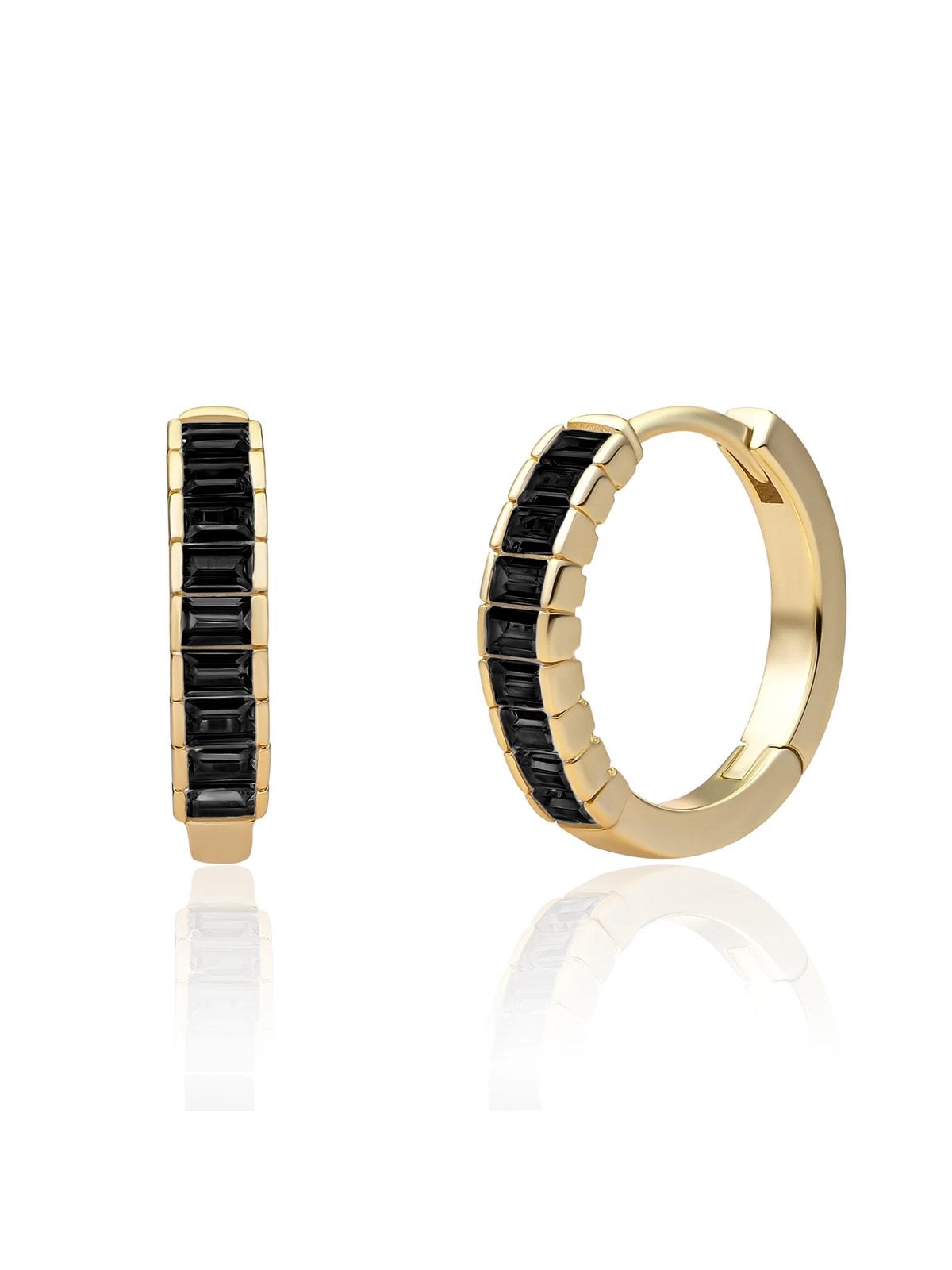 Sparkling Jewels creolen goud met zwarte zirkonia, Verzenden, Zo goed als nieuw, Zwart, Overige materialen
