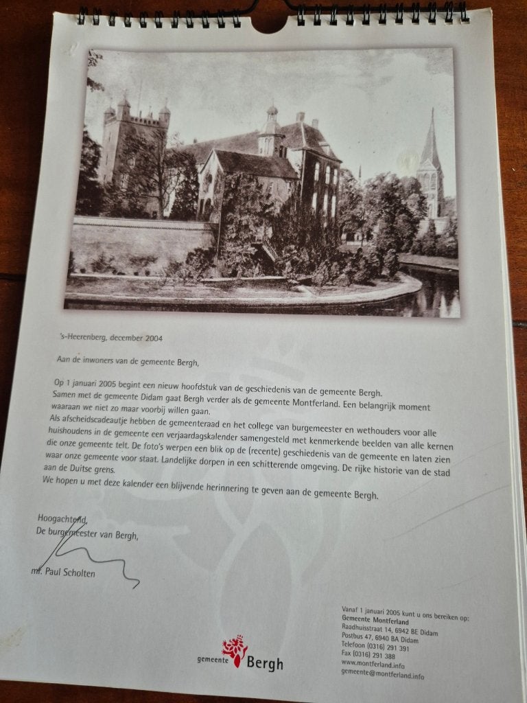 kalender gemeente Bergh - historische prenten, Ophalen of Verzenden, Zo goed als nieuw