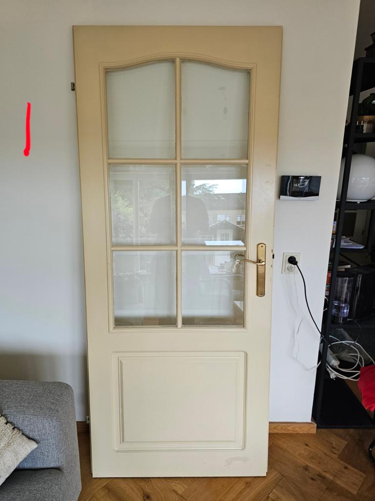 2 Binnendeuren met geslepen glas, rechts buiten draaiend, Ophalen, 80 tot 100 cm, Binnendeur, Minder dan 200 cm