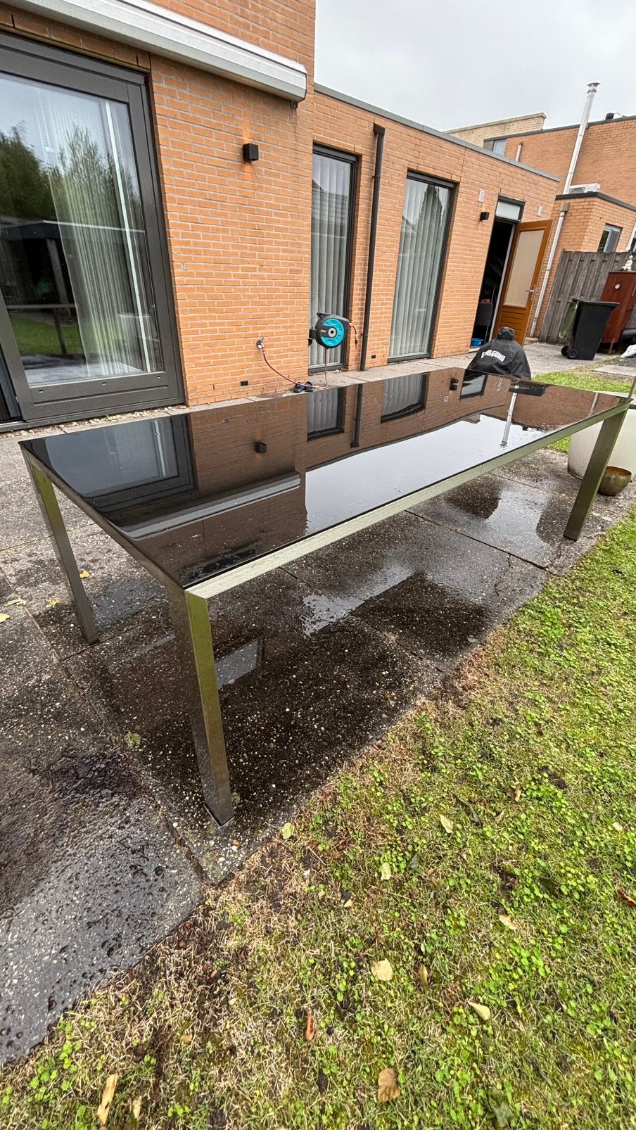 Stoere maatwerk RVS stamtafel, Ophalen, Gebruikt, Rechthoekig, Rvs