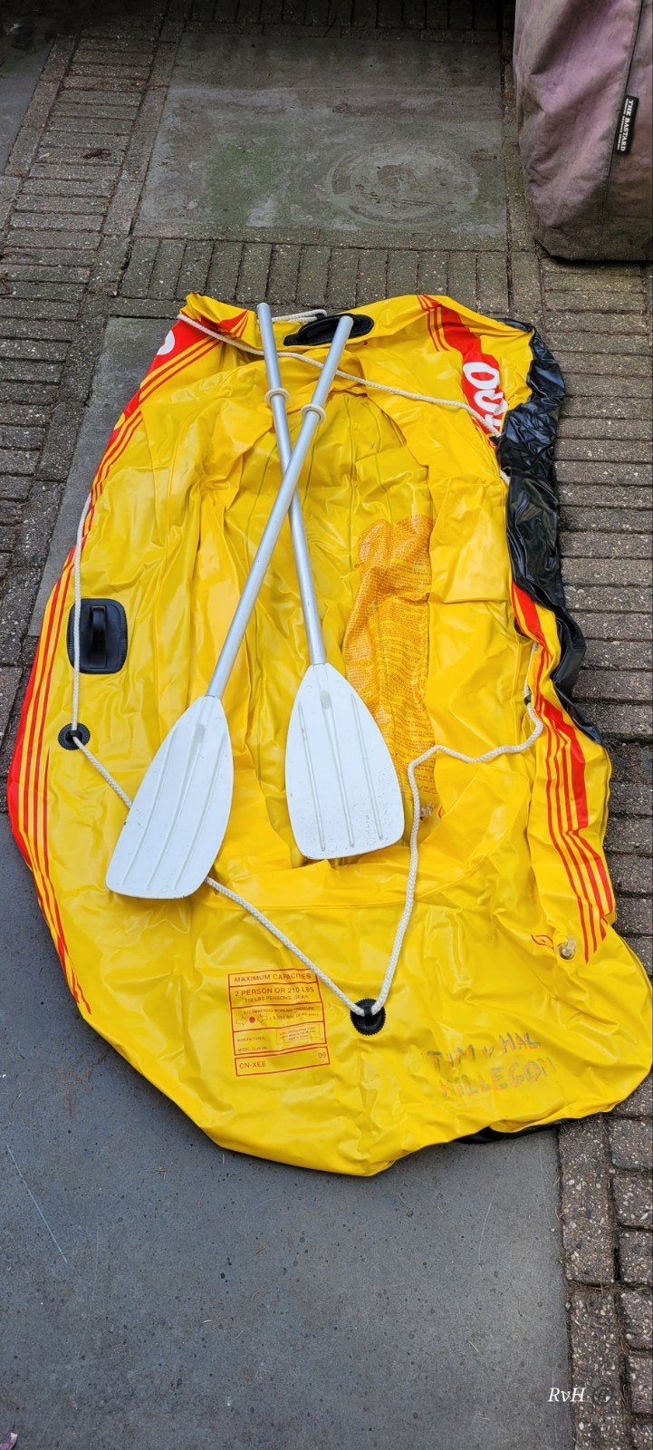 2 persoons opblaas rubberboot incl. 2 peddels, Ophalen
