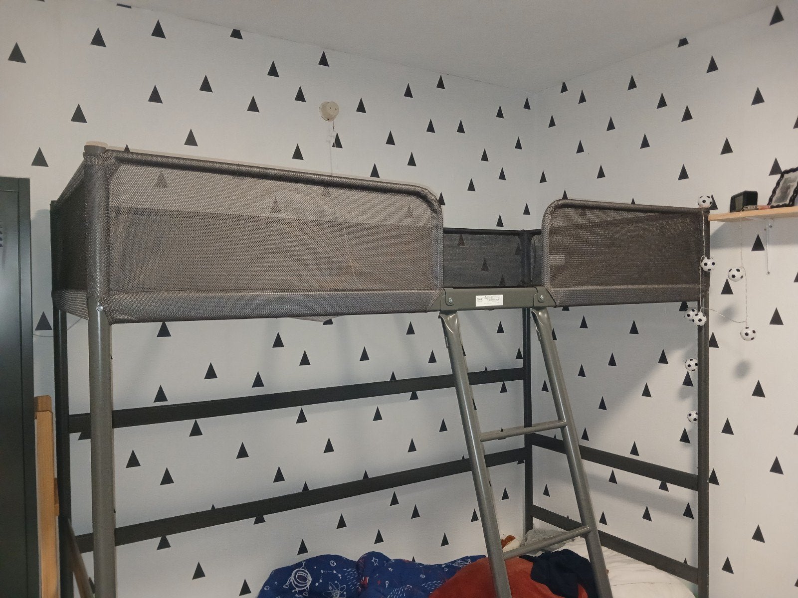 Stevig hoogslaper bed met metalen frame, Ophalen, Eenpersoons, 200 cm, 90 cm