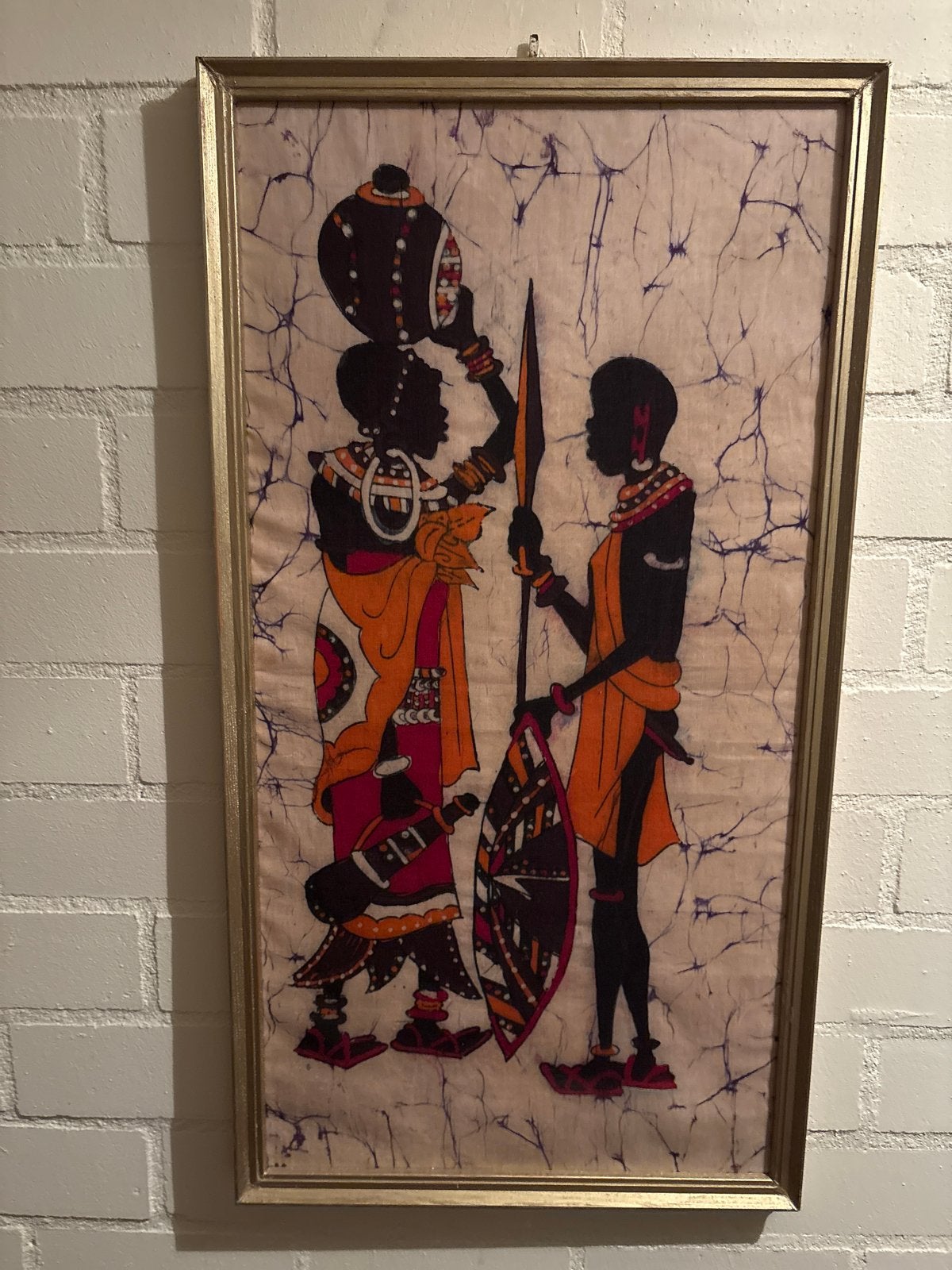 Afrikaanse Batik Kunst: Man en Vrouw, Ophalen of Verzenden