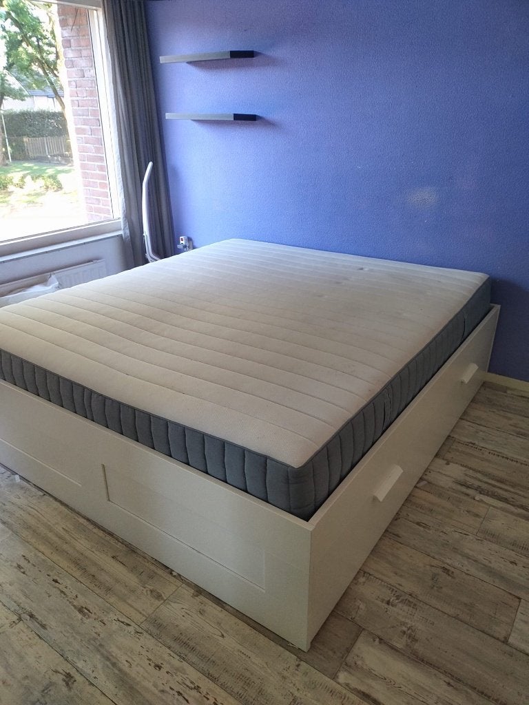 2 persoons bed ikea met opberglades, Ophalen, Wit, Tweepersoons, Zo goed als nieuw