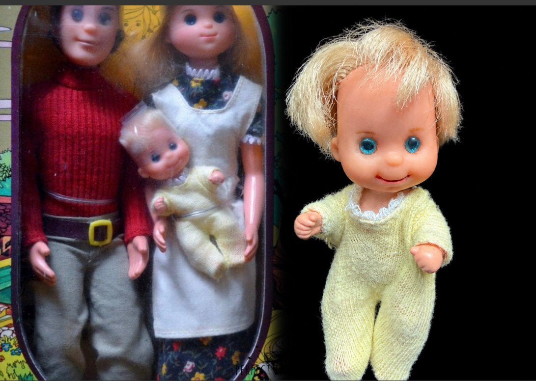 Vintage Mattel "Sunshine Family" Baby Sweets Popje (1973), Ophalen of Verzenden, Zo goed als nieuw, Pop
