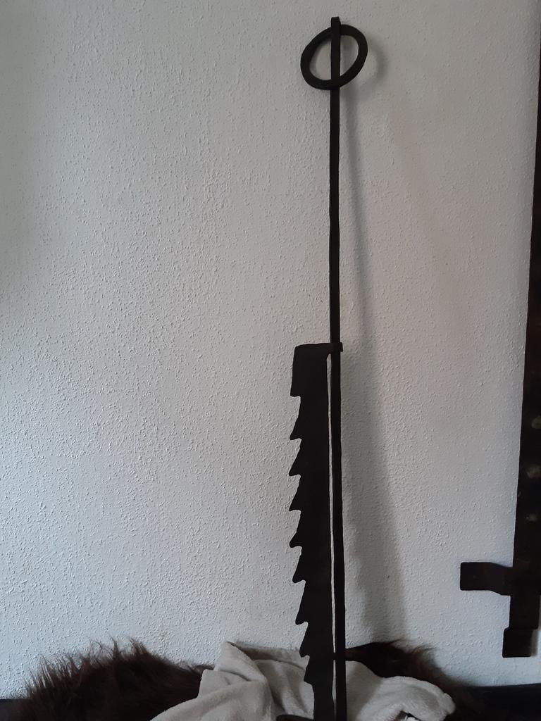 Ouderwetse smeedijzeren haal voor openhaard "zaag", Antiek en Kunst, Curiosa en Brocante, Ophalen