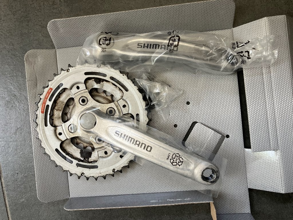 Crankset Armen Shimano Zilver, Fietsen en Brommers, Fietsonderdelen, Gebruikt, Toerfiets, Aluminium, Shimano