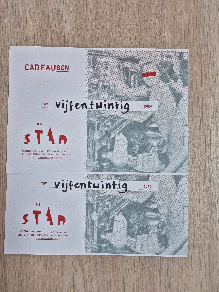 Cadeaubon de stad Venray, Tickets en Kaartjes, Twee personen, Cadeaubon, Overige typen