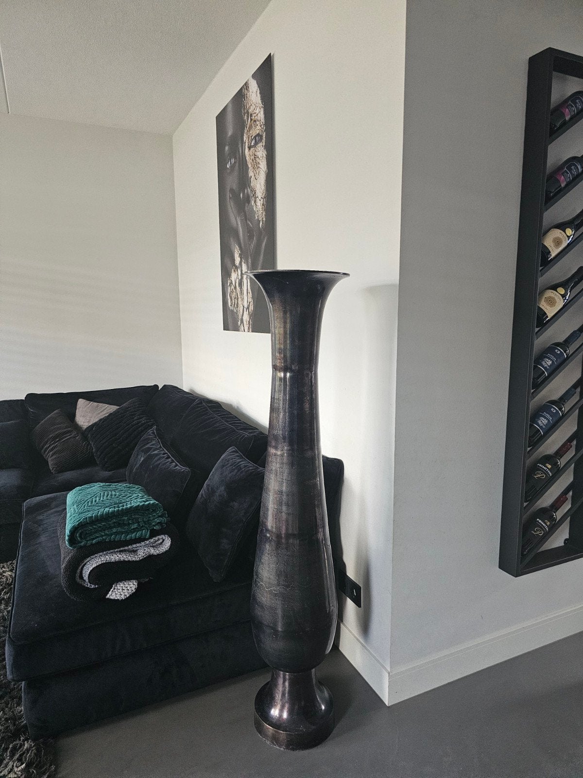 XL SIA Home Fashion Designvaas - 146 cm - Statement Piece, Ophalen, Zwart, Zo goed als nieuw, Metaal