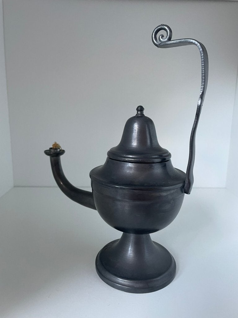 Klassieke tinnen olielamp, Antiek en Kunst, Ophalen of Verzenden