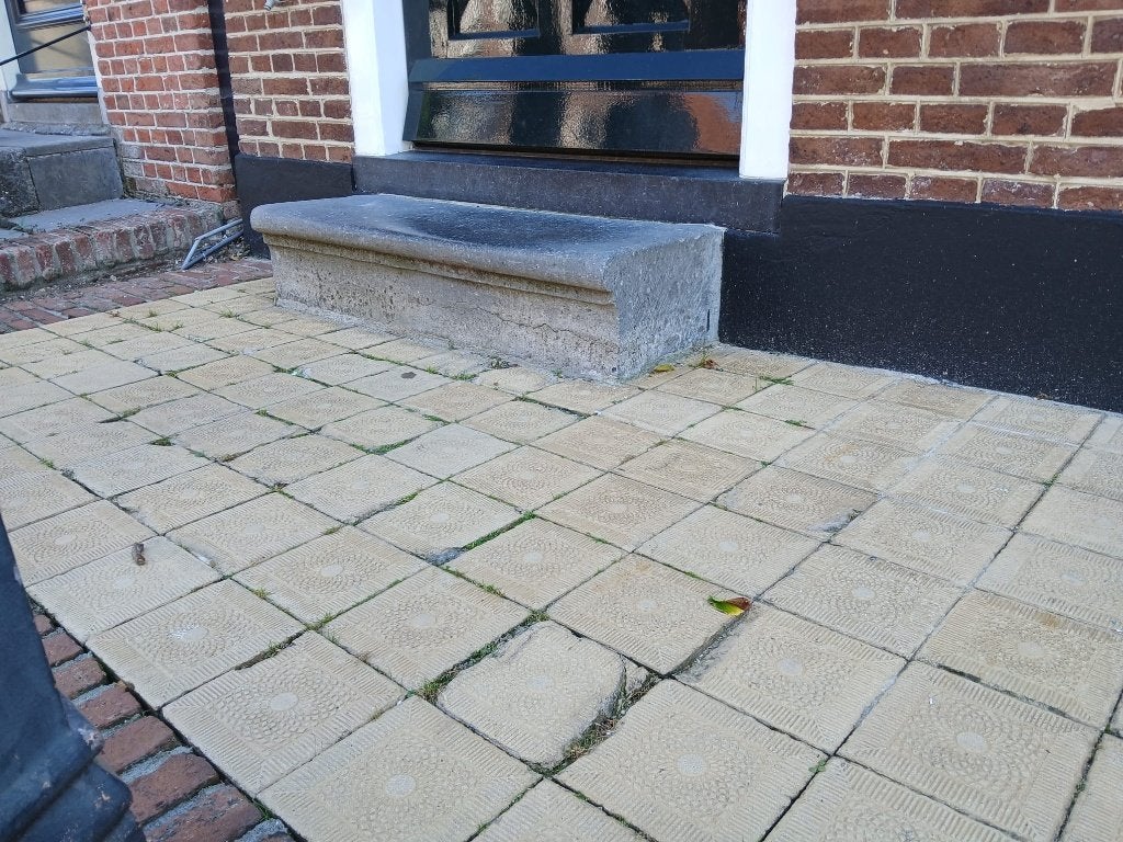 stoeptrede hardsteen, traptrede, stoepband max 222cm lang, Tuin en Terras, Tegels en Klinkers, Ophalen of Verzenden, Gebruikt