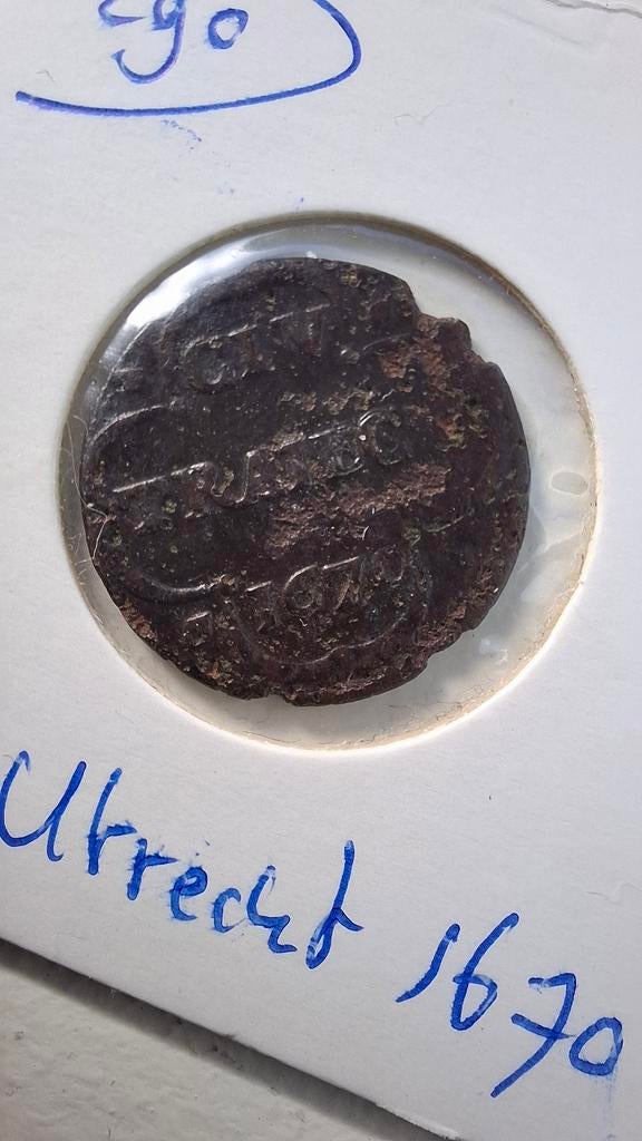 1670 Duit Utrecht, Postzegels en Munten, Ophalen of Verzenden, Vóór koninkrijk, Overige waardes, Losse munt