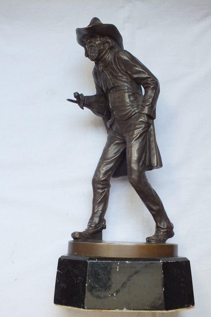 Bronzen muzikant - M. Faehnrich., Ophalen of Verzenden, Brons, 20 - 50 cm, Beeld
