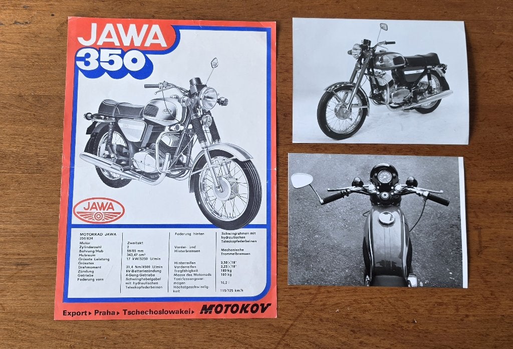 JAWA 350 Typ 634 originele persfoto's folder Greenib Štursa, Motoren, Ophalen of Verzenden, Overige merken