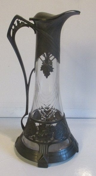 art nouveau Orivit karaf geslepen kristal en tin, Verzenden