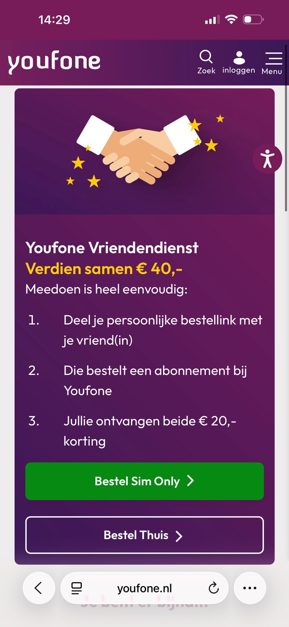 Youfone Vriendendienst: €20 korting voor jou en je vriend(in
