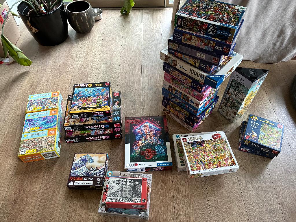 62 puzzels (That's Life, van Haasteren, Wasgij, Disney etc.), Ophalen, 500 t/m 1500 stukjes, Zo goed als nieuw, Legpuzzel