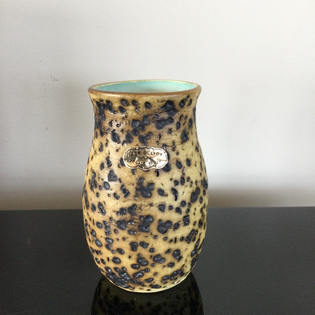 Gebr. Delfos berkenbast vaasje Zoeterwoude 9,5 cm, Verzamelen, Retro, Huis en Inrichting, Ophalen of Verzenden
