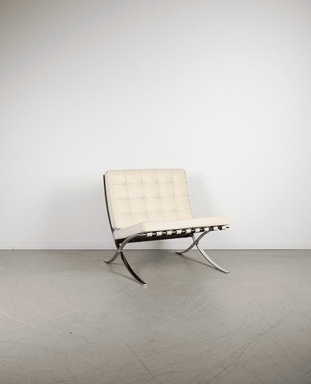 Knoll Barcelona Fauteuil Wit Leer - Chroom