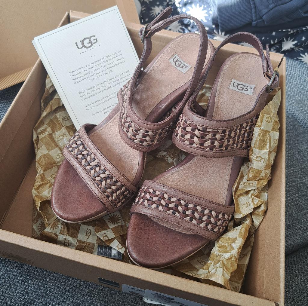 UGG Australia leren wedge sandalen boho Ibiza maat 38 51257, UGG, Bruin, ., Ugg Australia