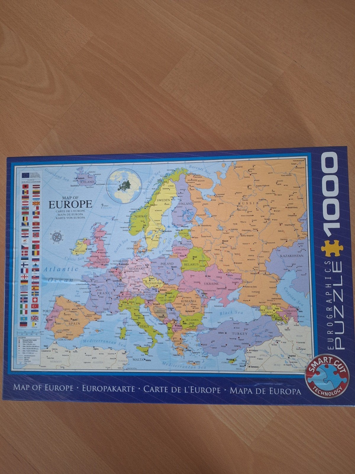 Legpuzzel Kaart van Europa 1000 stukjes, Hobby en Vrije tijd, Ophalen, 500 t/m 1500 stukjes, Zo goed als nieuw, Legpuzzel