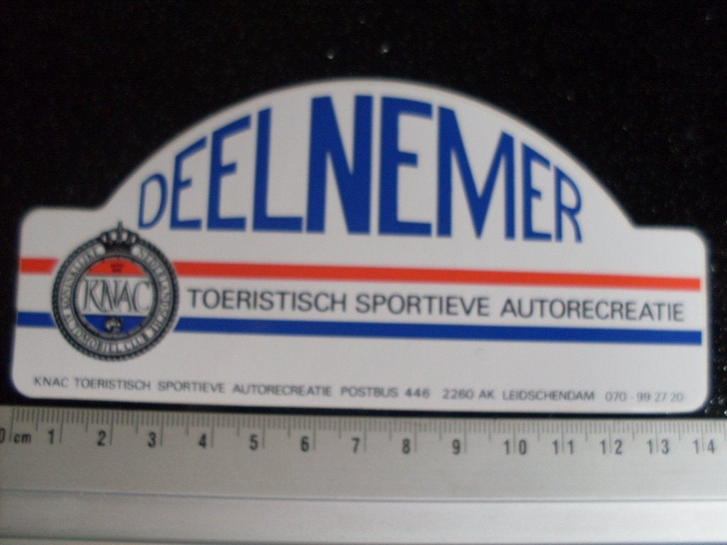 sticker deelnemer toeristische sportieve auto recreatie knac, Verzamelen, Verzenden, Zo goed als nieuw, Bedrijf of Vereniging
