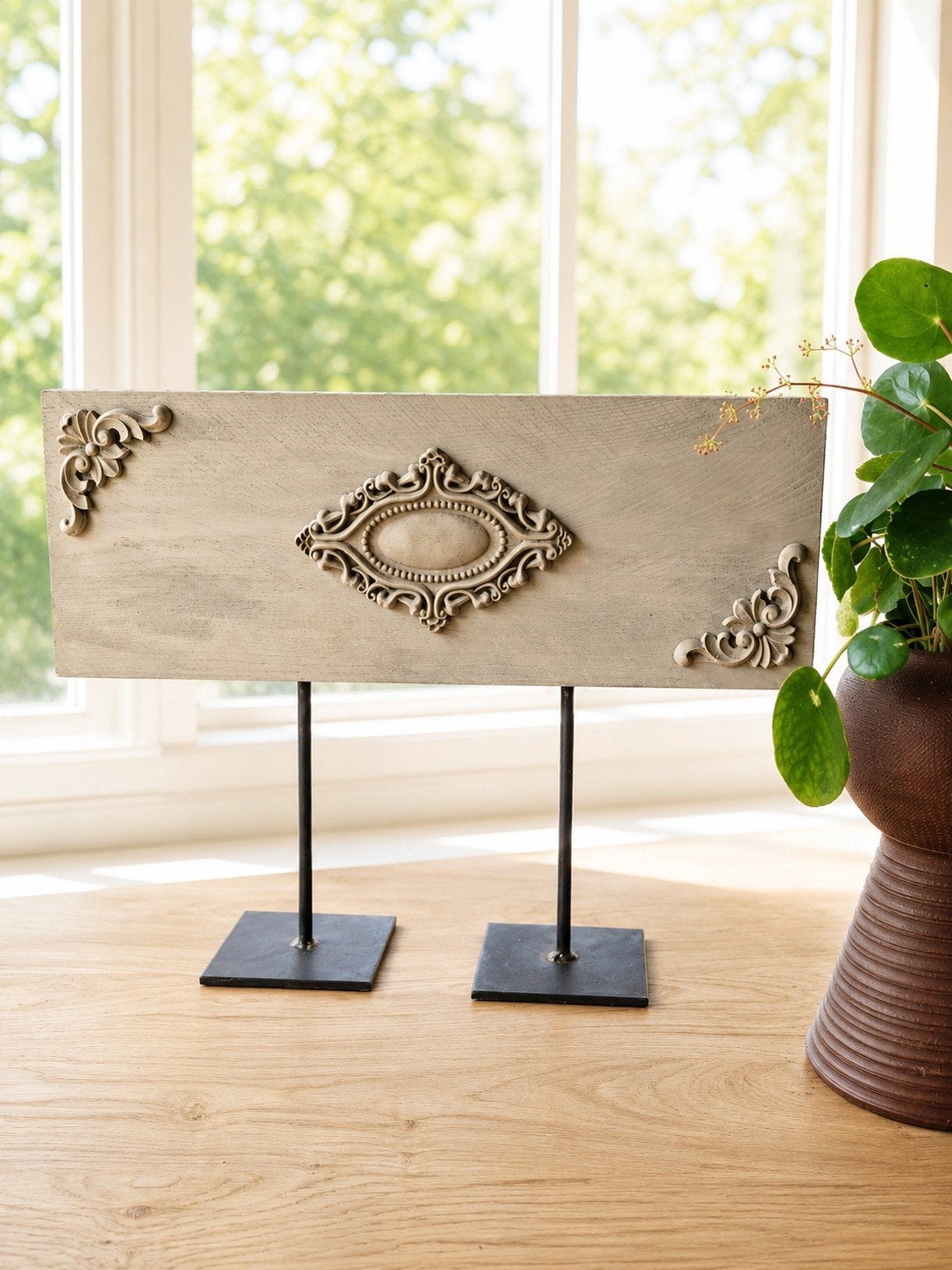 Ornament groot op metalen standaard landelijk brocante, Ophalen of Verzenden, Zo goed als nieuw