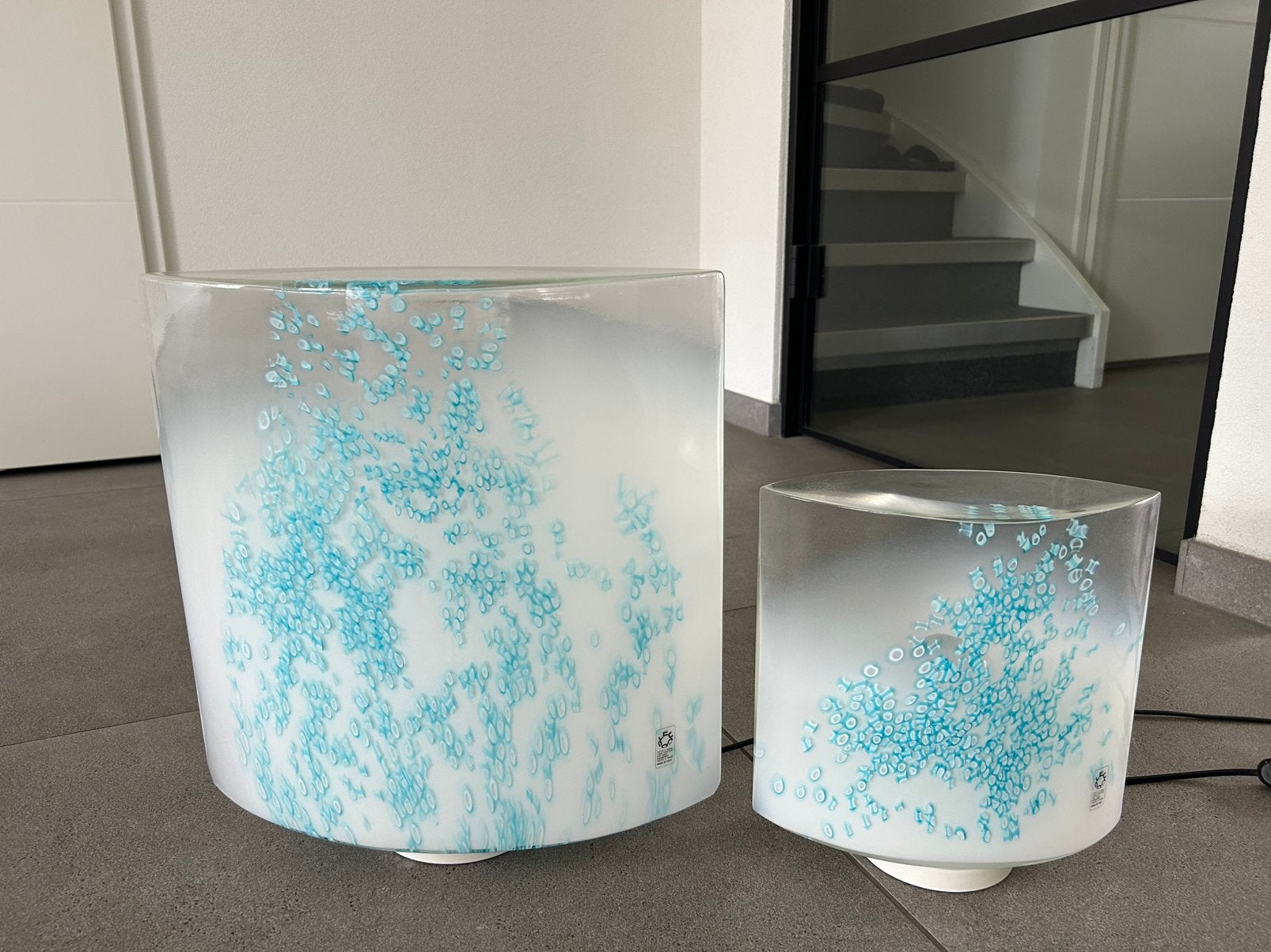 Leucos Idra Rosanna Toso murano XL glazen lampen set 1980, Ophalen, Zo goed als nieuw