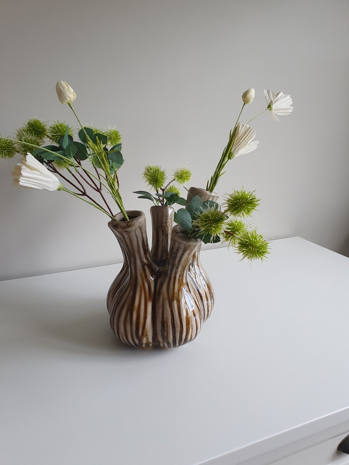 vaas DK daan kromhout tulpenvaas toetervaas, Ophalen of Verzenden, Zo goed als nieuw, Bruin, 26 cm