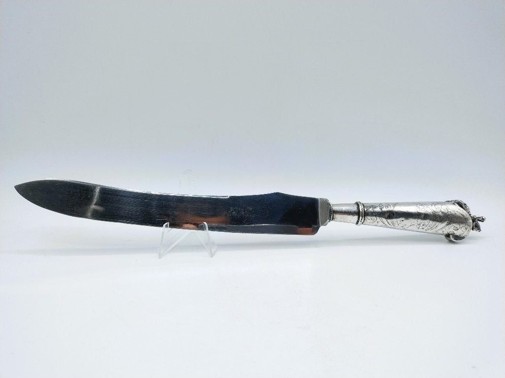 Antiek mes met zilveren heft, W. Vosmeer, Gouda, 1742