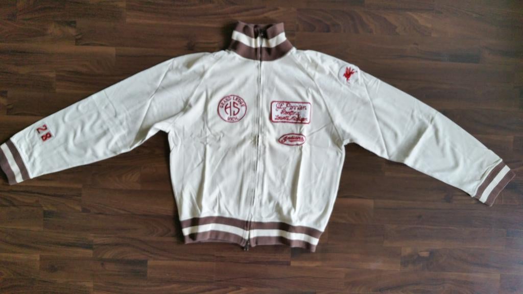 Ahaus sweatvest beige met bruine accenten, Jongen of Meisje, Trui of Vest, Ophalen of Verzenden, Zo goed als nieuw