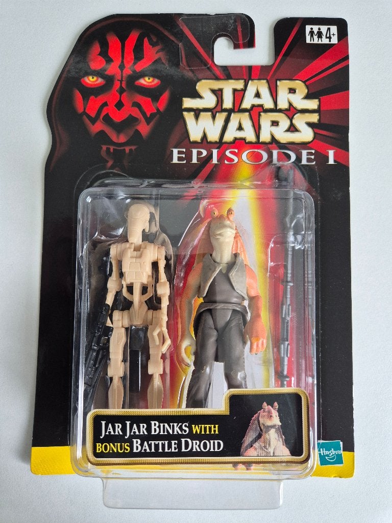 Star Wars EP1 Jar Jar Binks + Bonus Battle Droid, Verzamelen, Ophalen of Verzenden, Nieuw, Actiefiguurtje