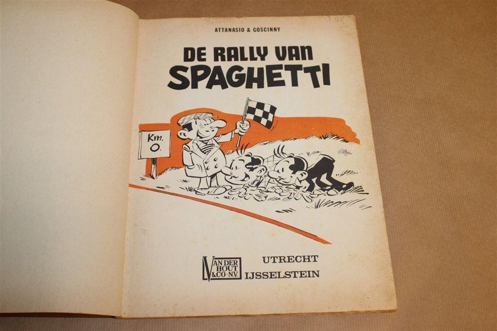 Rally van Spaghetti — Attanasio & Goscinny, Vanderhout 1968, Boeken, Eén stripboek, Ophalen of Verzenden, Gelezen