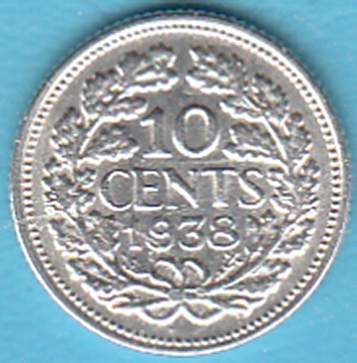 Nederland 10 cent 1938 Wilhelmina zilver, Sch. 909, Postzegels en Munten, Munten | Nederland, Zilver, Ophalen of Verzenden, 10 cent