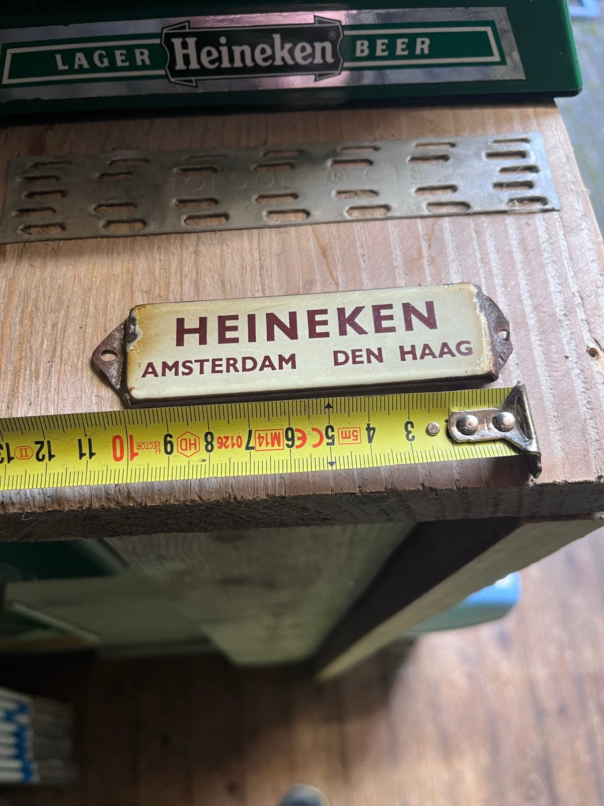 Vintage Heineken Emaille Reclamebordje Amsterdam Den Haag, Verzamelen, Ophalen of Verzenden, Gebruikt