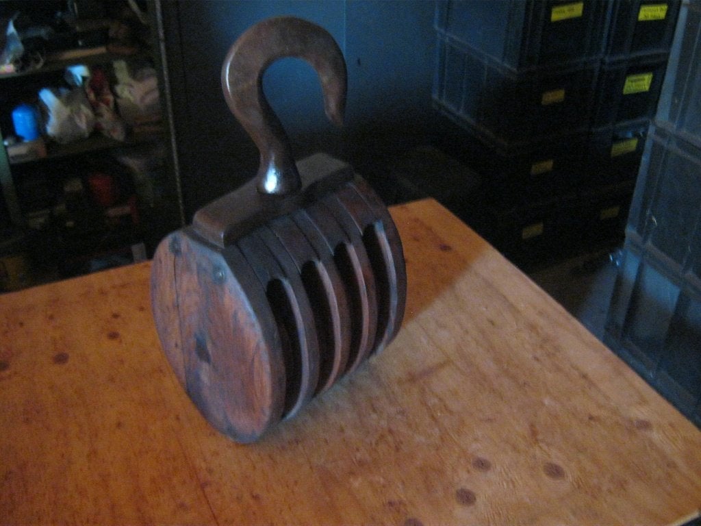 Vier schijfs houten scheepsblok, Ophalen of Verzenden