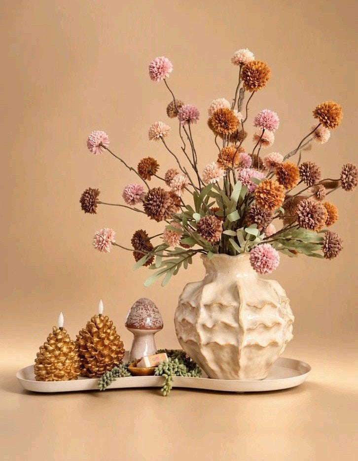 Luxe herfstdecoratie met zijden bloemen – complete tafelset, Nieuw, Boeket, Inclusief kunstbloemen, 50 cm