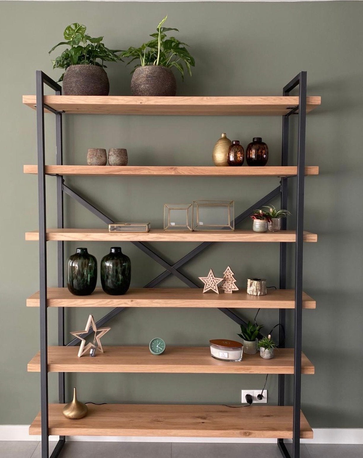 Goossens Blake wandmeubel eiken met 6 legplanken, Ophalen, Met plank(en), 200 cm of meer, 150 tot 200 cm