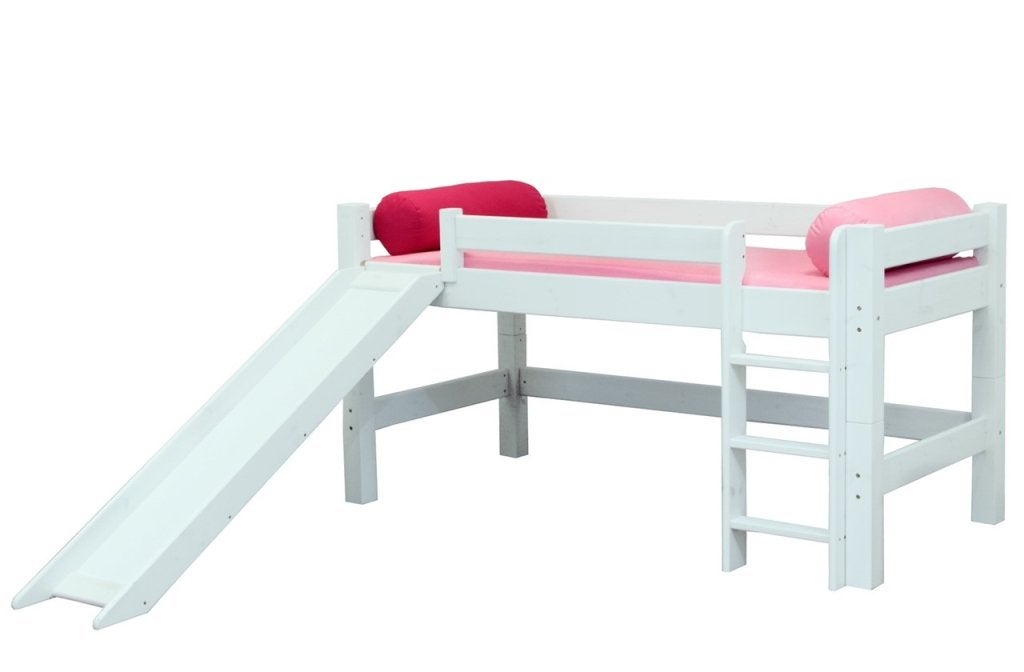 Toby halfhoogslaper met glijbaan - 90x200 - Wit, Niet ingevuld, Niet ingevuld, Niet ingevuld